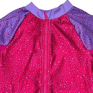 Nike‎ Swimsuit Rash Guard Long Sleeve Zip Front Pink Purple Kids Size Medium